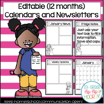 Preview of A Full Year of Editable Newsletter Templates and Calendars for Communication
