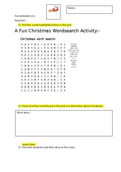 Preview of A Fun Christmas Word Search Activity
