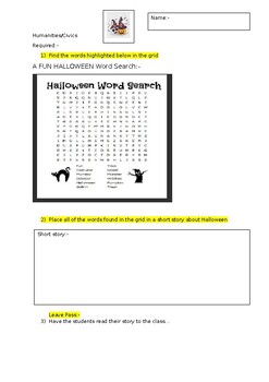 Preview of A Fun Halloween Wordsearch