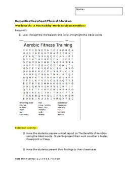 Preview of A Fun Wordsearch on Aerobics and an associated extension activity