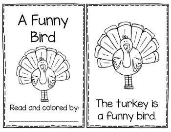 Preview of A Funny Bird - Thanksgiving Poem Mini Book