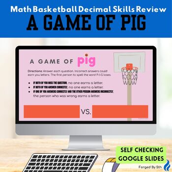 Preview of A Game of PIG: 5th Grade March Madness - Basketball Math - Decimal Review