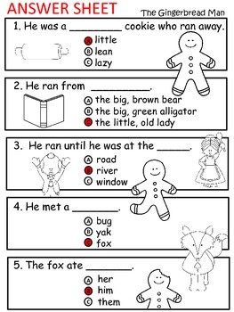 a gingerbread man comprehension differentiated instruction for guided