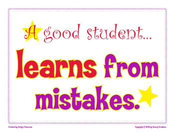 Preview of A Good Student Learns From Mistakes classroom poster