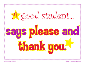 Preview of A Good Student Says Please And Thank You classroom poster