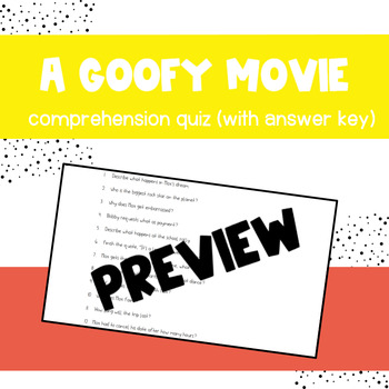 Preview of A Goofy Movie Quiz
