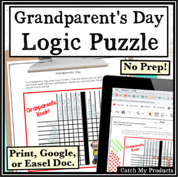 Preview of Grandparents' Day Logic Puzzle in Print or Virtual Worksheet