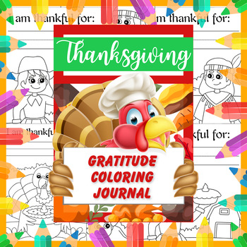 Preview of A Grateful Kids Thanksgiving: Coloring and Gratitude Journal Book