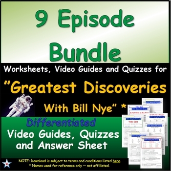 Preview of Differentiated worksheets for "Greatest Discoveries with Bill Nye *"  Bundle