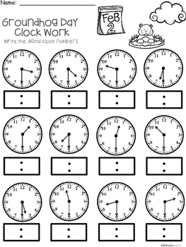 A+ Groundhog Day Analog Clock & Digital Clock Work (Hour & Half Hour)