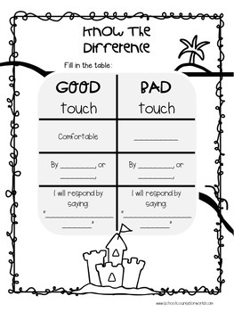 a guidance lesson on good touch bad touch grades 2 3 tpt