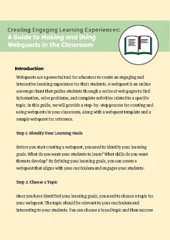 Preview of A Guide to Making and using WebQuests in the Classroom