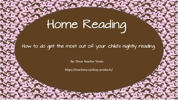Preview of A Guide to Parents Home Reading Program