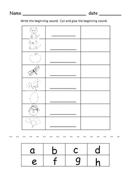 a h beginning sound practice by t is for teacher tpt