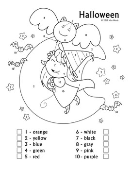 Halloween Color by Number Cute Witch Coloring Worksheet by ...