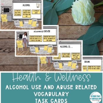 Preview of A Health & Wellness Lesson Alcohol Use & Abuse Related Vocabulary Task Cards