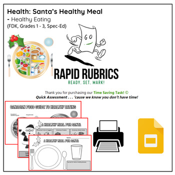 Preview of A Healthy Meal for Santa - Health - Time Saving Task - Ontario - Rapid Rubrics