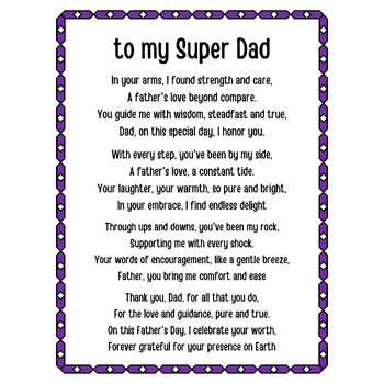 A Heartfelt Poem for Father's Day by SmartStudy Solutions | TPT