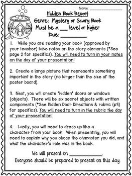 A Hidden Book Report (Mystery Genre) by The 4th Grade Fix | TpT