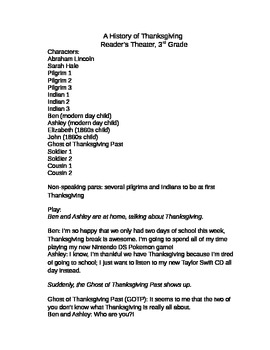 Preview of A History of Thanksgiving Reader's Theater
