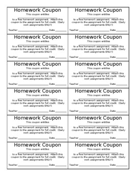 Preview of A Homework pass (editable and fillable resource)