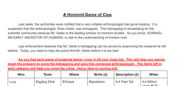 Preview of A Hominid Game of Clue