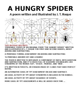 Preview of A Hungry Spider , A Poem with Add & Subtract