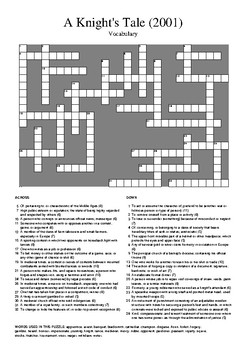 A Knight s Tale (2001 Movie) Vocabulary Crossword Puzzle by M Walsh