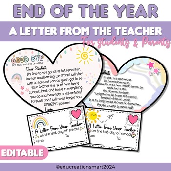 Preview of SALE 50% OFF | LETTER FROM YOUR TEACHER LAST DAY OF SCHOOL TO STUDENTS & PARENTS