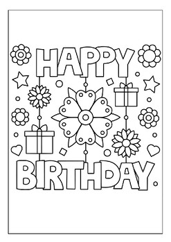 A Large Collection of Printable Birthday Cards Coloring for Kids, PDF