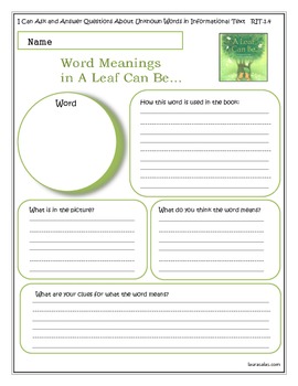 A Leaf Can Be... 1st Grade Common Core Activity Sheets by Laura Salas