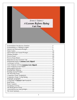 Preview of A Lesson Before Dying lesson plans, Unit, 91 pp. of activities