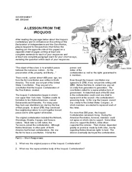 Preview of A Lesson from the Iroquois - Article and questions worksheet