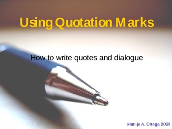 Preview of A Lesson on Quotes... Quoting... Quotations!