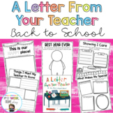 A Letter From Your Teacher Back to School Activity