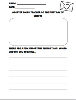 Preview of A Letter From Your Teacher First Day of School Activity