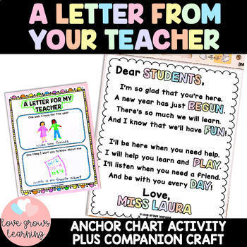 Preview of A Letter From Your Teacher - First Week Of School Get To Know You Activity