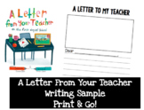 A Letter From Your Teacher Writing Sample