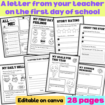 A Letter From Your Teacher on The First Day of School Activity | Book ...