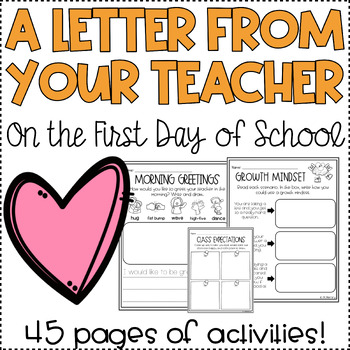 Preview of A Letter From Your Teacher on the First Day of School Book Companion Activities