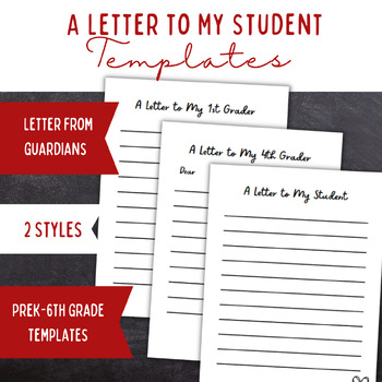 Preview of A Letter To My Student| PreK-6th Grade Templates