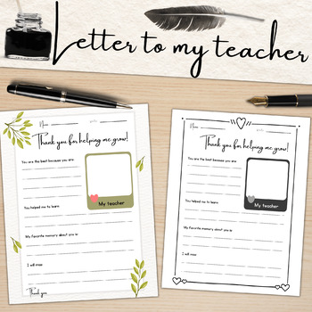 Preview of A Letter to My Teacher Writing Template | End of year writing activity