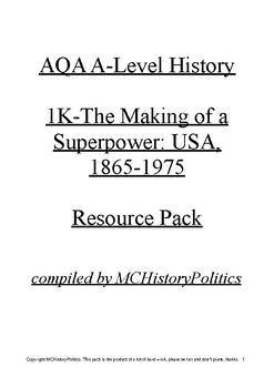Preview of A-Level History AQA 1K The Making of a Superpower 1865-1975 Resource Pack