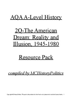 Preview of A-Level History AQA 2Q The American Dream 1945-1980 Resource Pack