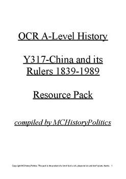 Preview of A-Level History OCR Y317 China and its rulers 1839-1989 Resource Pack