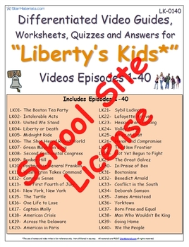 Preview of 1 SSL- SCHOOL SITE LICENSE - Liberty's Kids * - Episodes 01-40