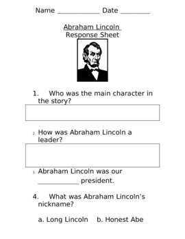 Preview of A. Lincoln Response Form