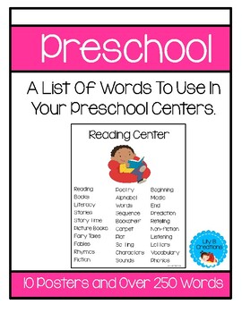 Preview of Word Lists For Preschool Centers