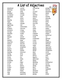 A List of Adjectives