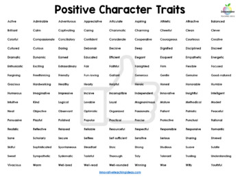 Positive and negative character traits